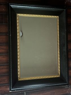 Wooden Framed Mirror – 32” x 3’8” Black & Gold (Minor Chips)