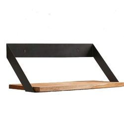 Pottery Barn Rustic Farmhouse Wall Mounted Wood Shelf with Metal Hanging Bracket