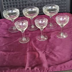 Vintage Etched Crystal Wine Glasses