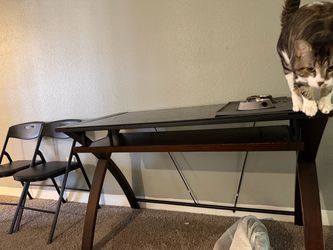 mid-century-style dining/kitchen table with a lower shelf