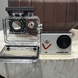 Monster Digital Action Camera White HD Sports Cam w/ Clear Waterproof Housing