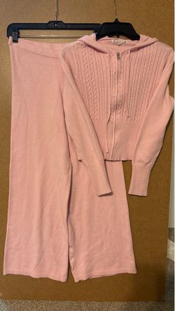 Pink Set Zip-Up Hooded Sweater and Pants