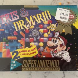 New Sealed Tetris & Doctor Mario Game Super Nintendo