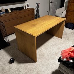 Modern Solid Wood Zig Zag Desk / Console Table – Minimalist Oak Finish