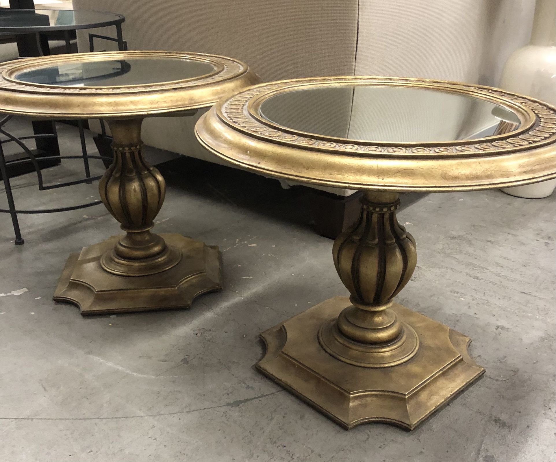 Beautiful Gold Mirror Top Side Tables