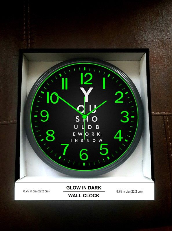Office Home Work Studio Glow in the Dark Wall Clock New!