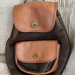 Vintage Brown  Pebbled Leather Backpack 
