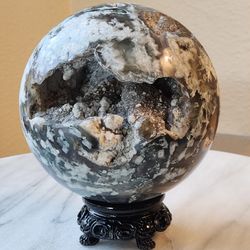 2.5 lb (1116g) Druzy Moss Agate Sphere Quartz Crystal