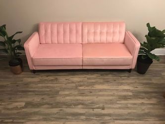 Pink Velvet Couch (lays flat!)