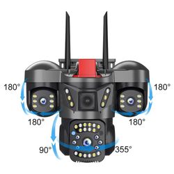 V380 three-lens outdoor closed-circuit television network camera PTZ 360 Wireless Wifi Bidirectional audio automatic tracking 6mp security camera OEM 