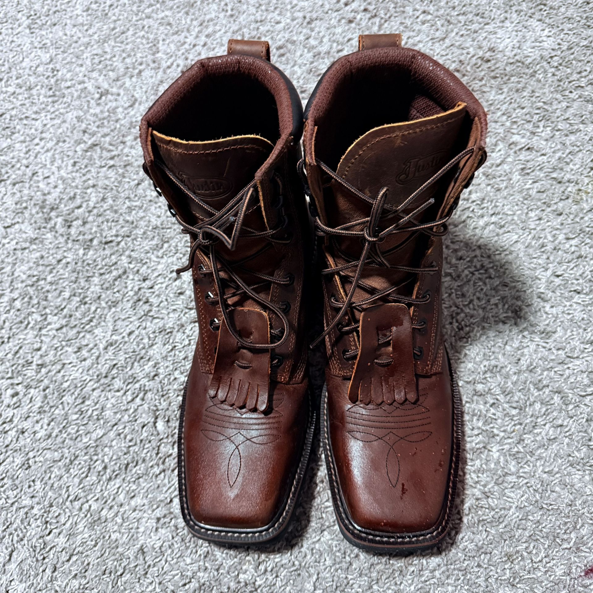 Justin Work Boots Shoe 11.5D Western Waterproof ASTM F2892-18EH Comfort Insoles