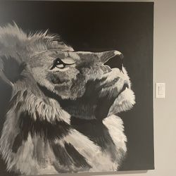 Black And White Lion Painting 