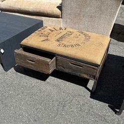Burlap Ottoman 