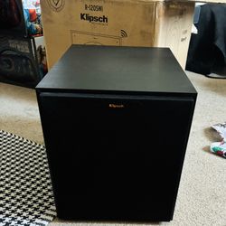 Klipsch R-120SWi Wireless Subwoofer | 12” Front-Firing Copper-Spun Driver | 400W Digital Power | Deep Bass Home Theater System