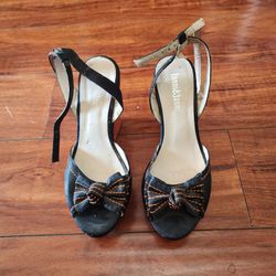 Cool Orange & Black Wedges Size 8.5