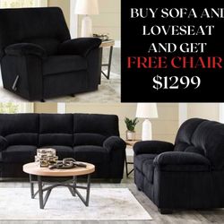 2 PC SOFA AND LOVESEAT FREE CHAIR 