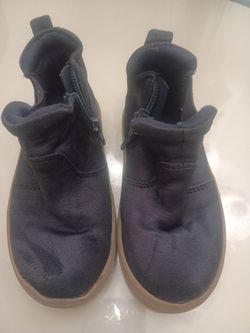 Kids Navy Suede Ankle Boots with Zipper