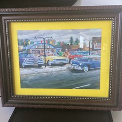 Framed Vintage Car Sales Picture 
