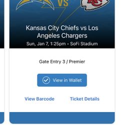 4 Chief vs Chargers tickets with parking