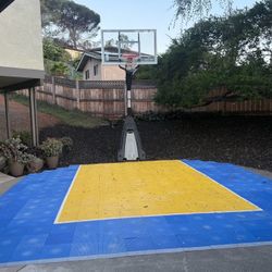Spalding 44” Portable Basketball Hoop + Outdoor Court Mat – Great Deal!