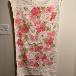 Vintage Pink Floral Cotton Towel