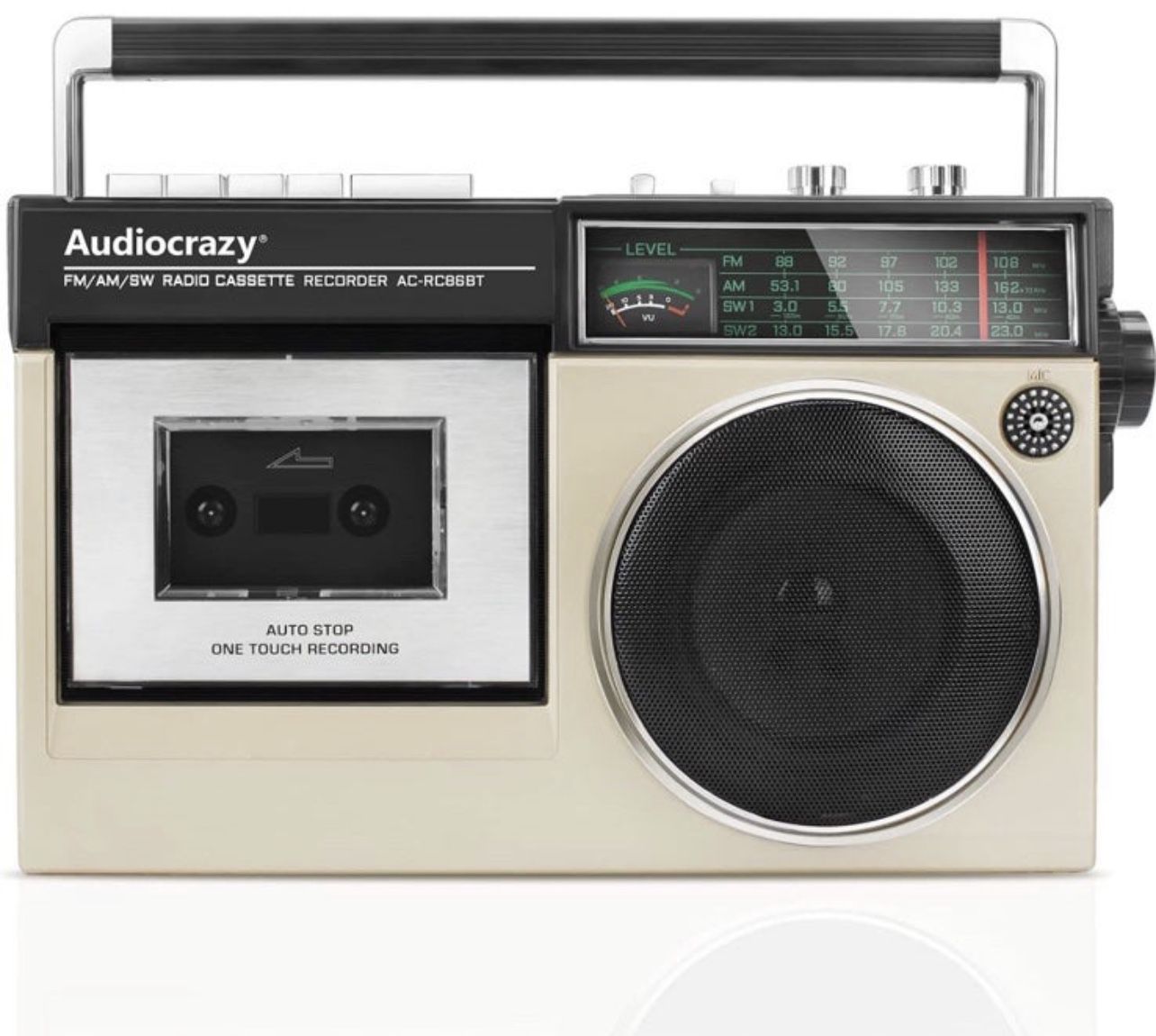 Retro Boombox Cassette Player AM FM Radio Cassette Recorder Built-in Microphone