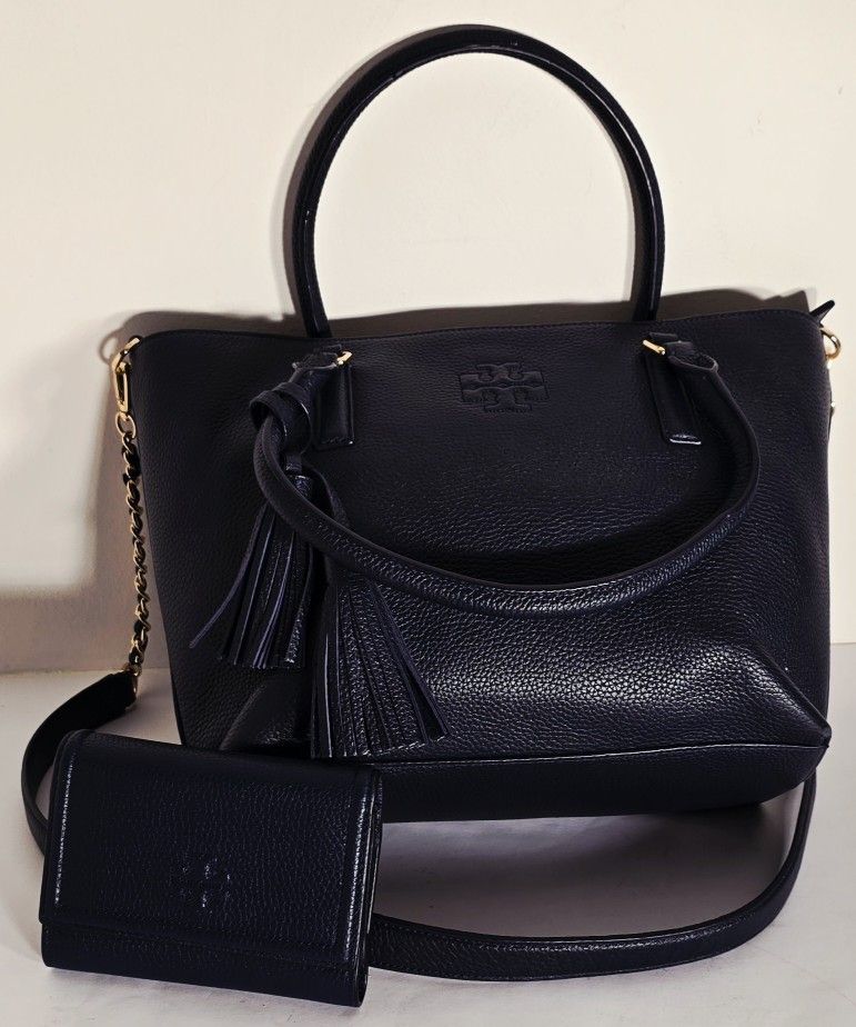 $475  Tory Burch Thea Tote Shoulderbag Small Convertible  Navy NWOT