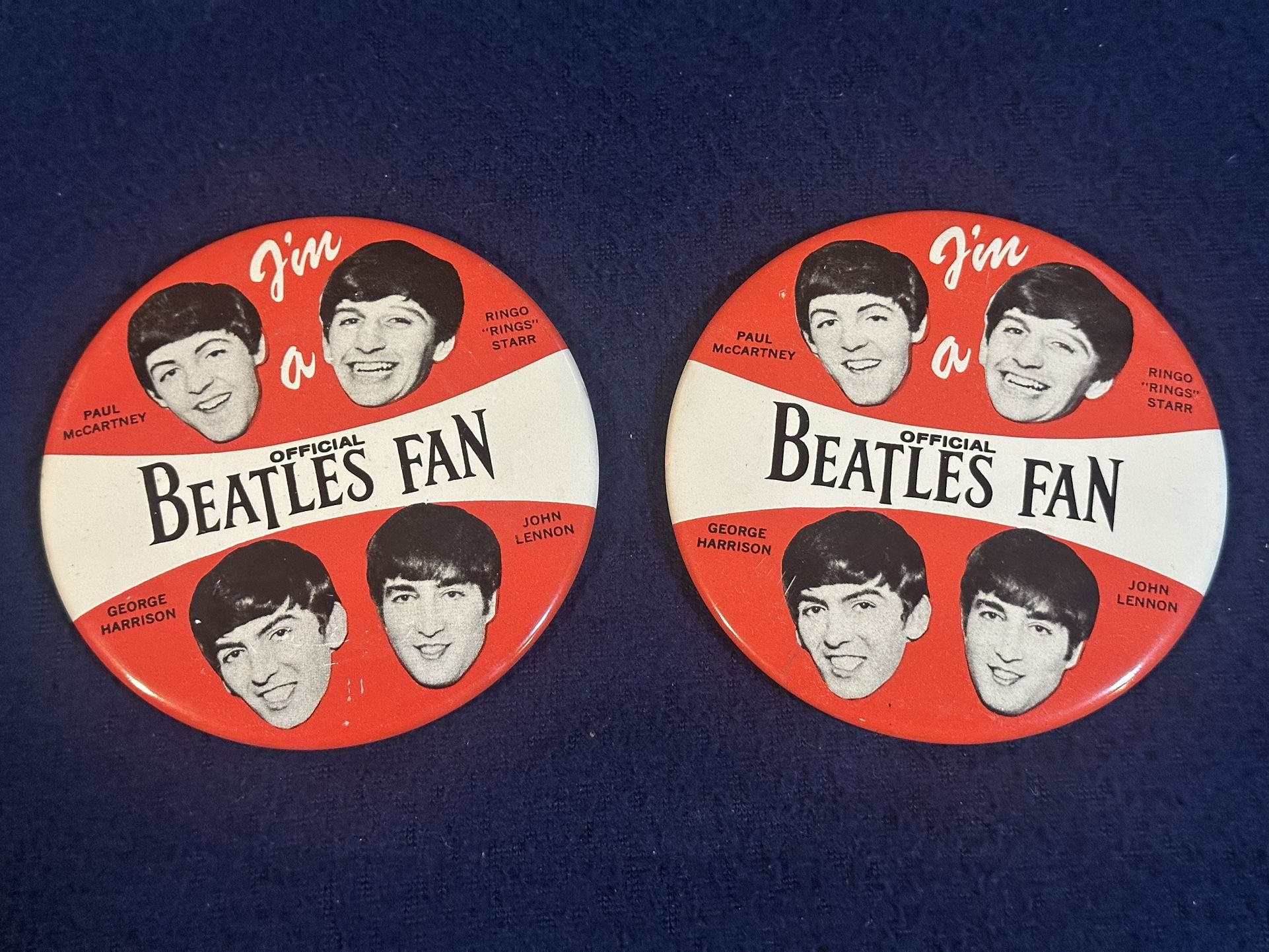 Vintage Original 1964 "I'm a Official Beatles Fan" 4β Celluloid Pinback Button