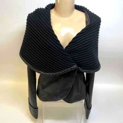 Kenar Designer Women's Black Leather Jacket Coat- Size 4