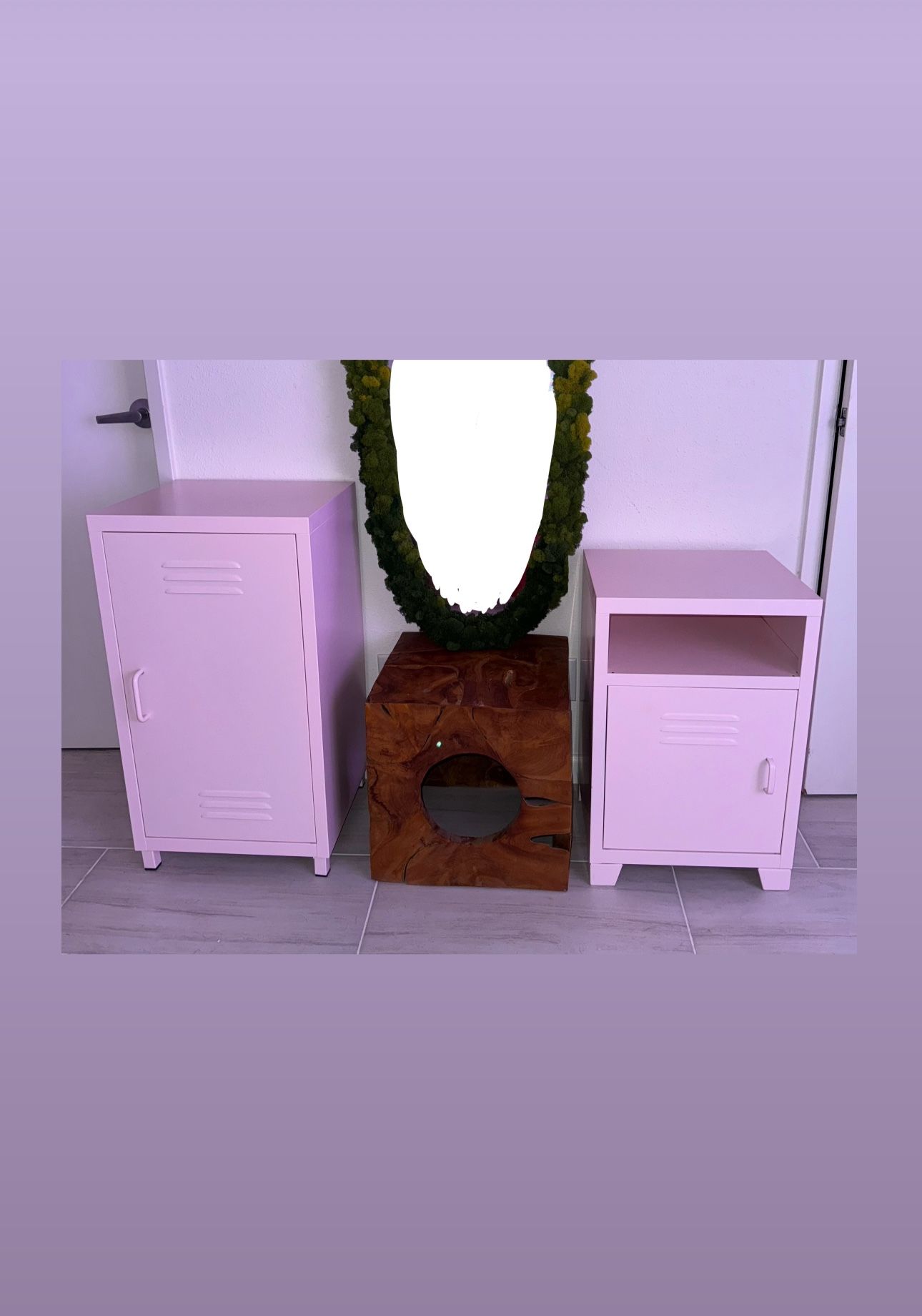 Two Baby Pink Modern Locker Cabinet / Night Stand