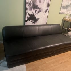 CB 2 Black Leather Sofa