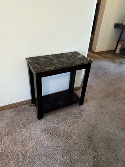 Wood and marble side tables