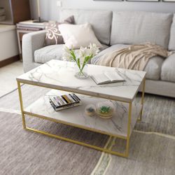 35” Faux Marble Coffee Table