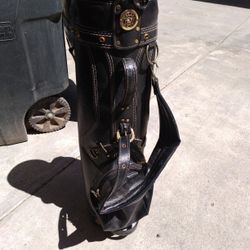 $50! No Rips Or TearsBlack Leather Cougar Golf Bag