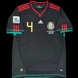 Mexico 2010 Away Jersey Rafa Marquez 4 Adidas Black World Cup Large