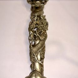 Vintage Chinese Dragon Ruyi Scepter (Ruyi) Silver/Gilt Tone Scholar Symbol  19”