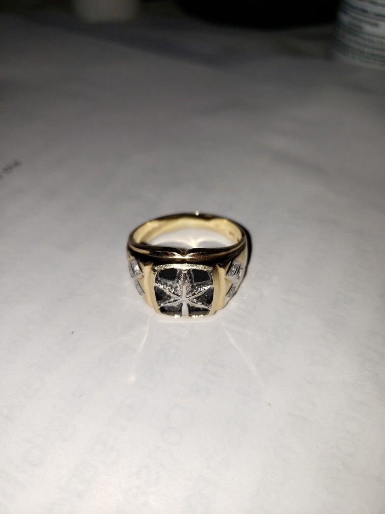 14k Gold Ring Weed Leaf