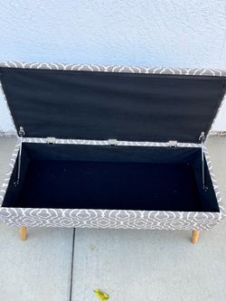Grey Quatrefoil Storage Bench-NEED GONE ASAP