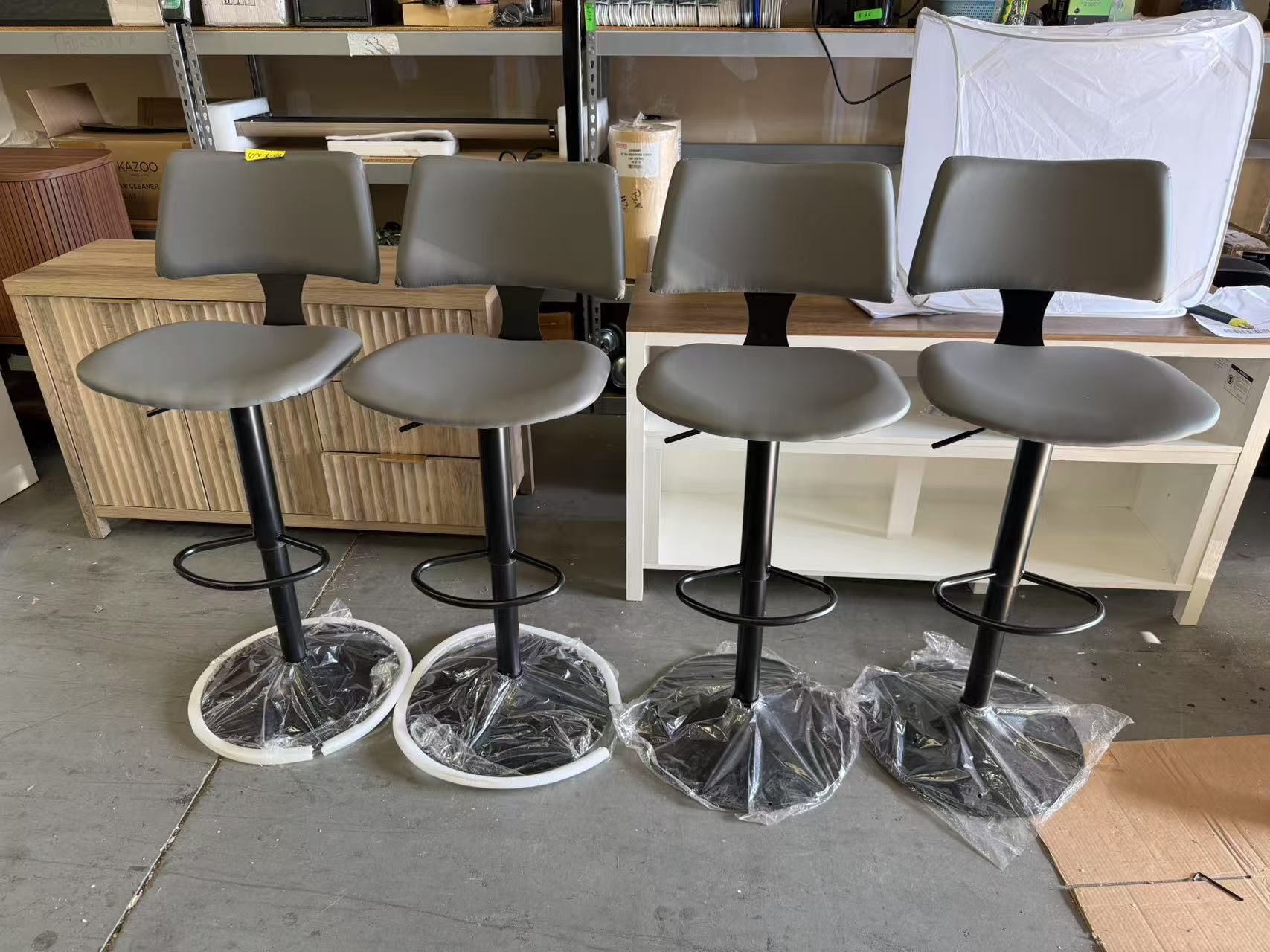 New Bar Stools Set of 4, PU Leather Swivel Barstools Counter Height Bar Stools