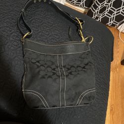 Coach Black Fabric / Leather Crossbody Handbag