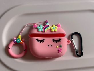 Pink Unicorn Silicone AirPods Case