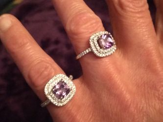 Twin Purple CZ engagement /wedding ring