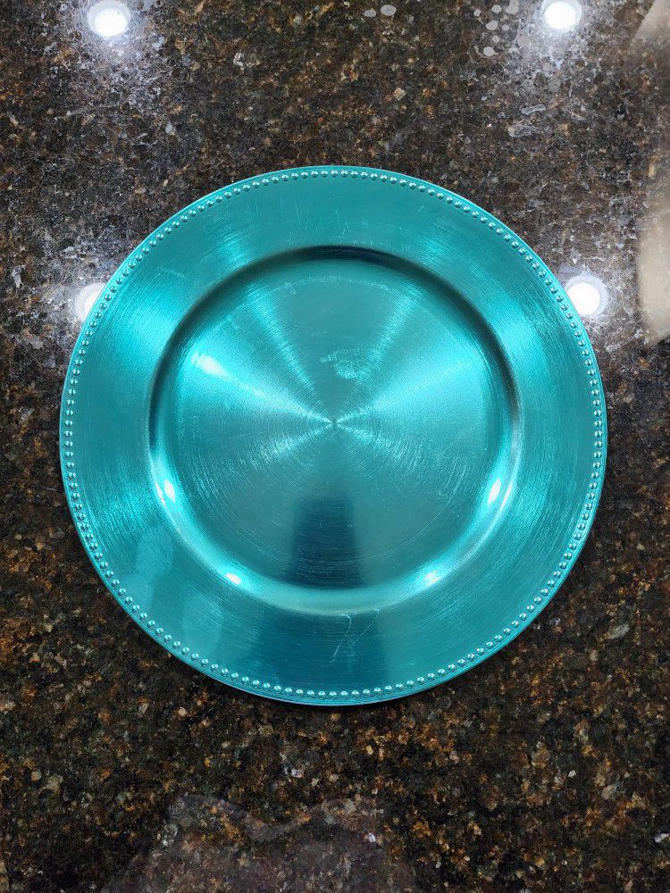 6-Pack 13" Royal Turquoise Acrylic Beaded Charger Plates

