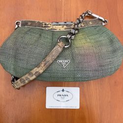 Rare Vintage Prada Raffia & LizardLeather Bag