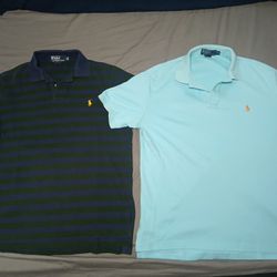 2 Ralph Lauren Polo Shirts Blue & Green Medium/ Large 