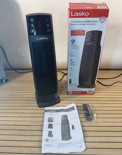 Lasko Ceramic Tower Space Heater 1500W, 3-Speed, Oscillating, Remote, Black