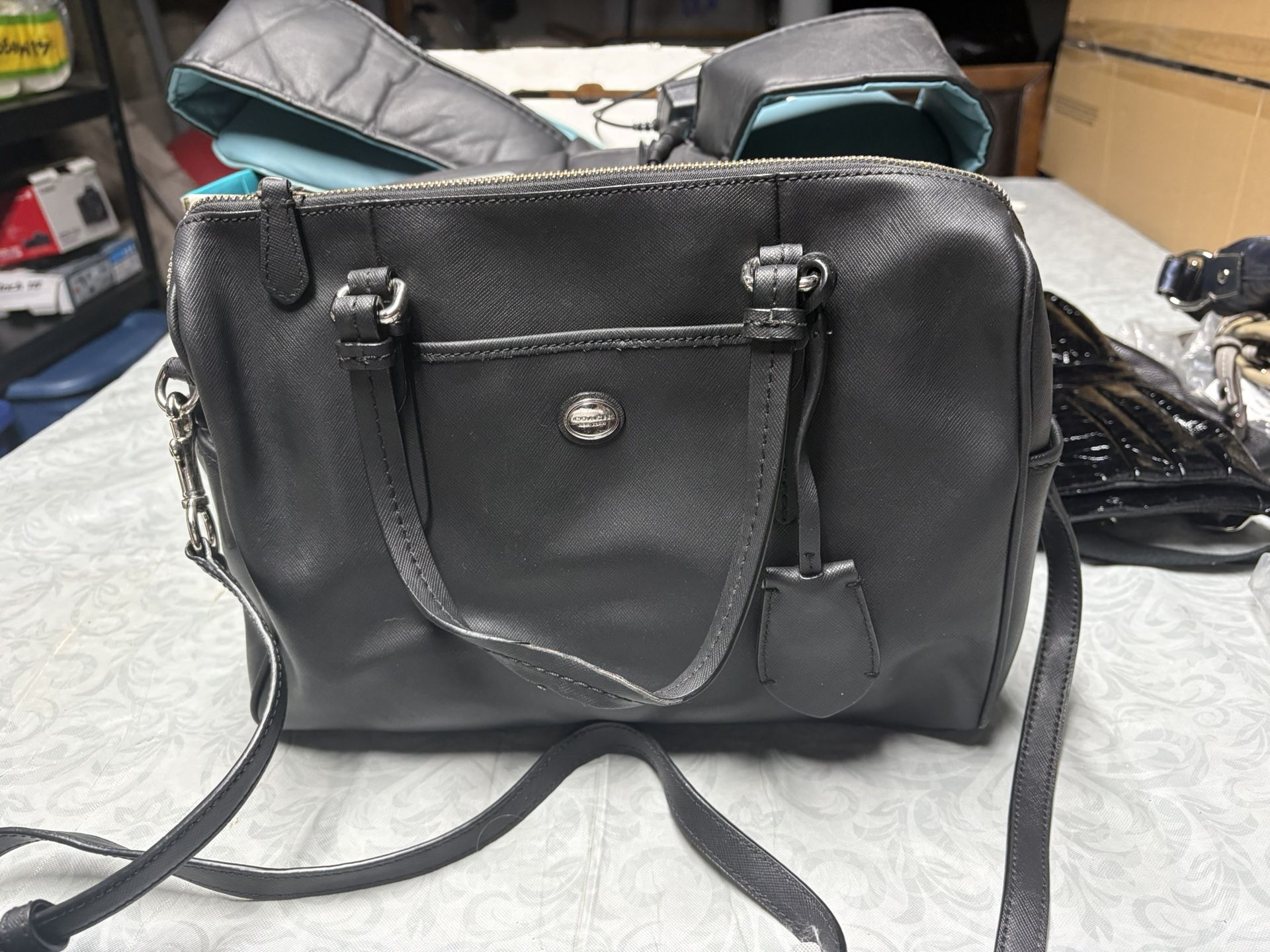 Black Vinyl Coach Bag