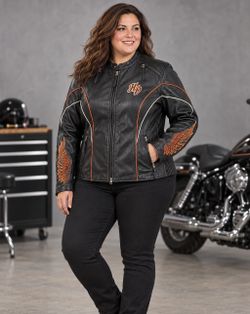 Harley-Davidson Juneau Cowhide Womens 2W Leather Motorcycle Jacket Winged Vented