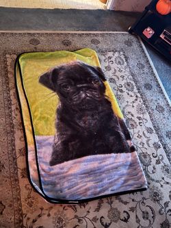 Black Pug Print Fleece Throw Blanket