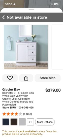 Glacier Bay Bannister 31 in. Single Sink White Bath Vanity with Granite-Look Colorpoint White Cultured Marble Top (Assembled)